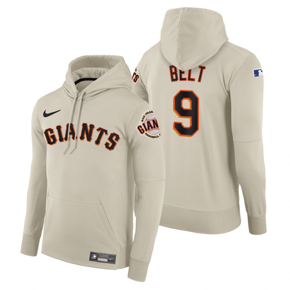 Men San Francisco Giants #9 Belt cream home hoodie 2021 MLB Nike Jerseys